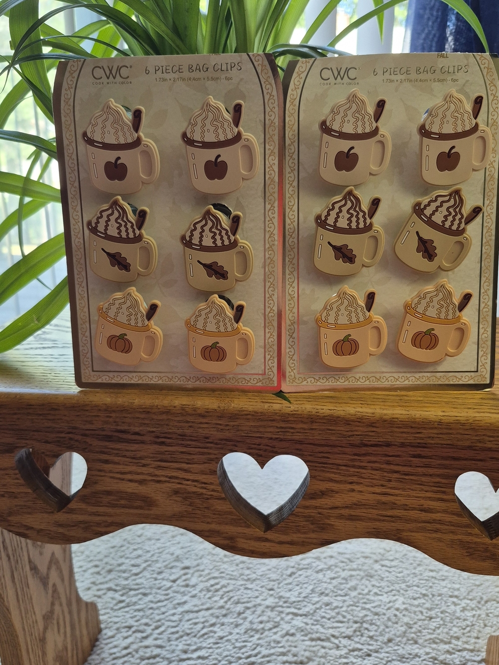 Fall Bag Clips..Beige/cream Mug Decorative Bag Clips. 2 - 6 Piece Sets